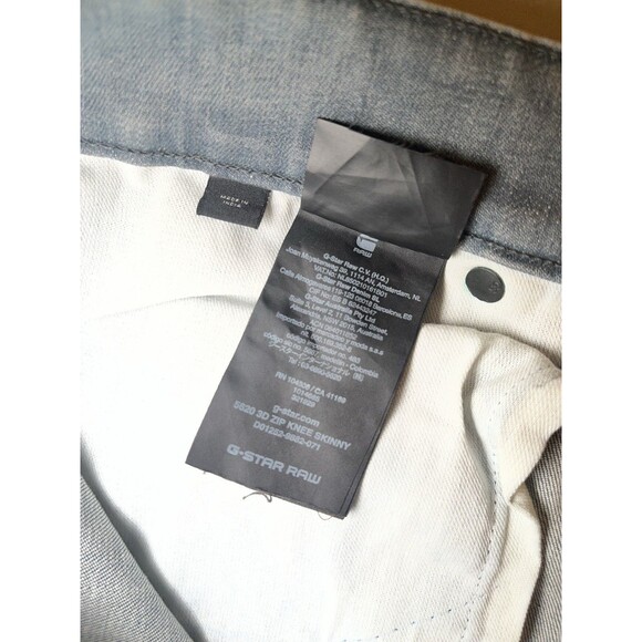 G Star Raw Jeans Men 36x34 Gray 3D Zip Knee Super Slim Moto Biker Faded 5620 - Picture 15 of 16